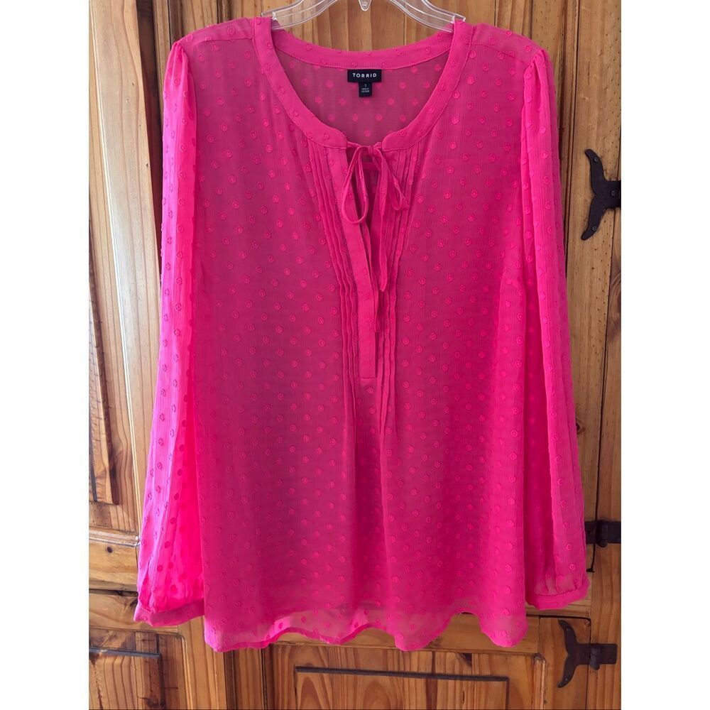 Torrid Barbie Pink Sheer Dotted Blouse